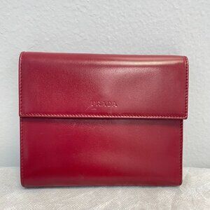 Prada Bordeaus Leather Wallet w/ Coin Pouch - Preowned